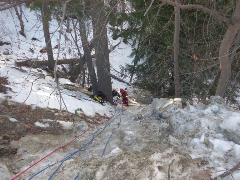 Woman rescued after falling down bank