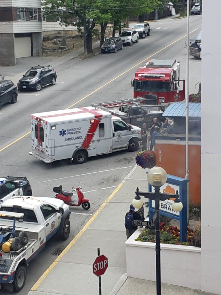 One sent to hospital after car crashes into Nelson Library